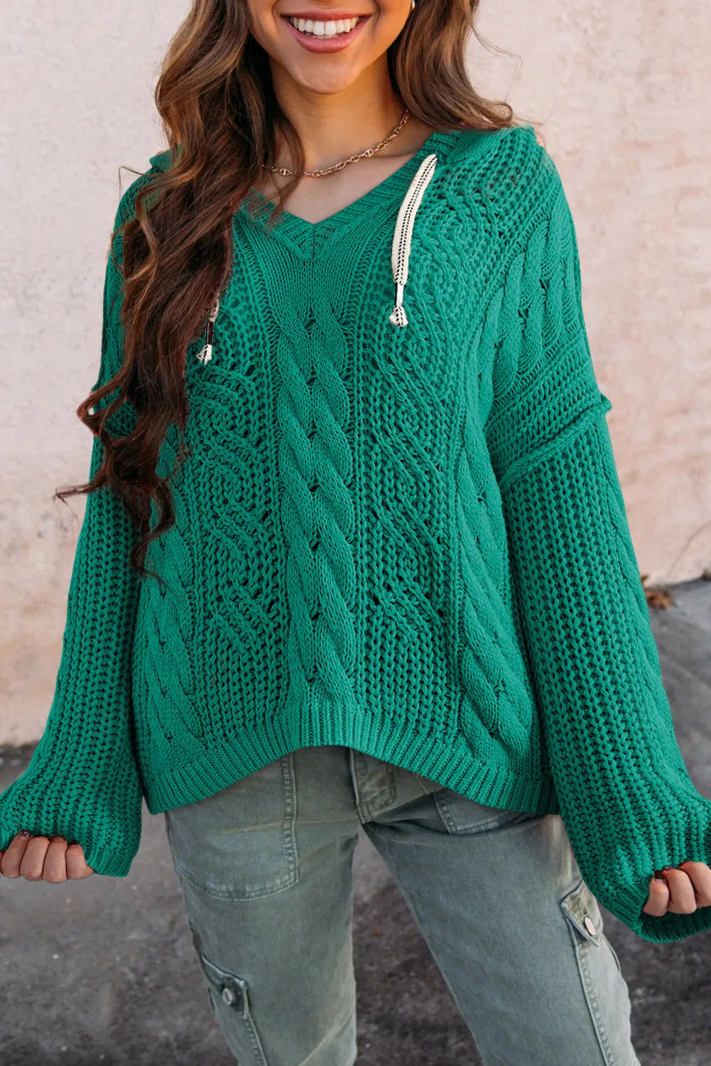 ~PREORDER~ Emerald Escape Cable Knit Hooded Sweater ~PREORDER~