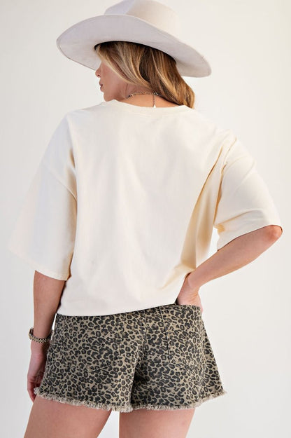 Cheetah Print Distressed Shorts By Easel