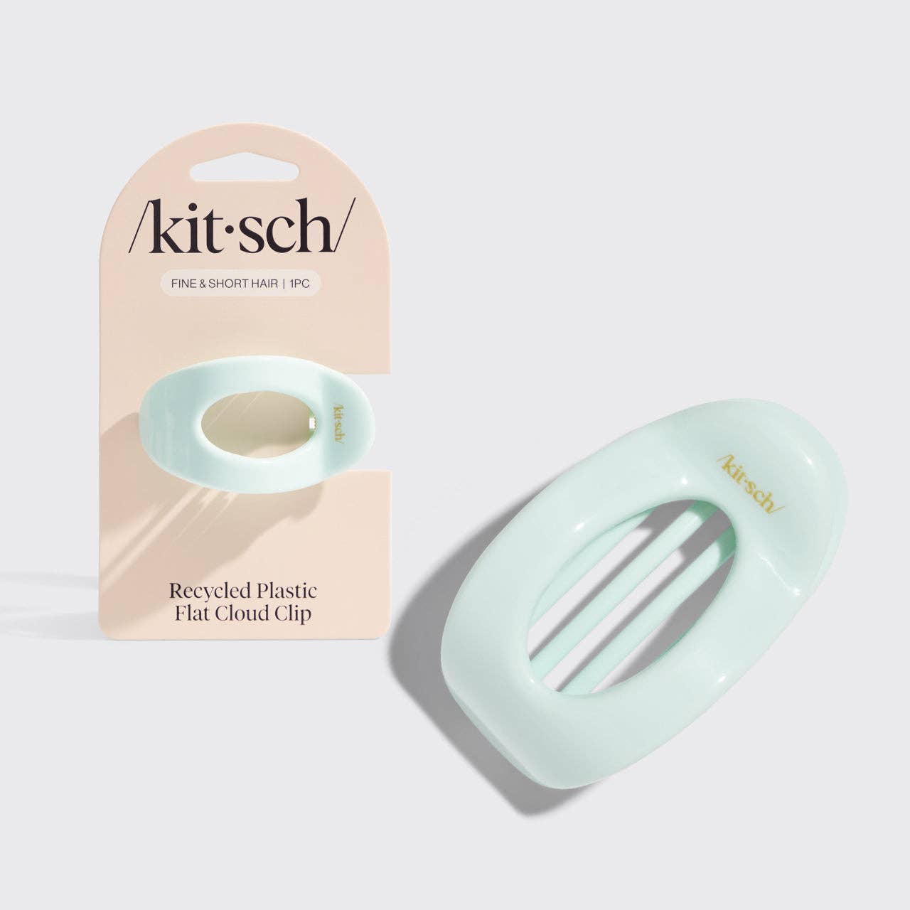 Kitsch Small Flat Cloud Clip – Sage Leaf Recycled Hair Claw Clip for Half-Up & Low Bun Styles