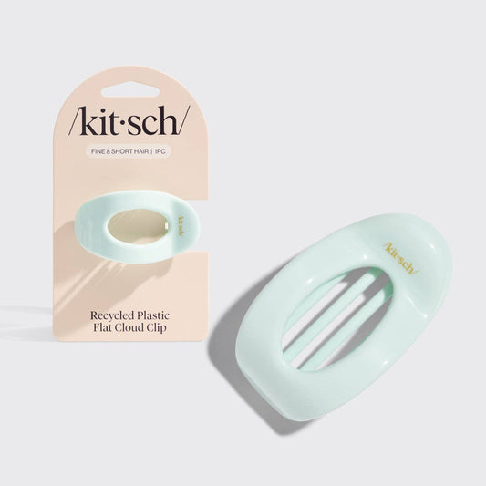 Kitsch Small Flat Cloud Clip – Sage Leaf Recycled Hair Claw Clip for Half-Up & Low Bun Styles