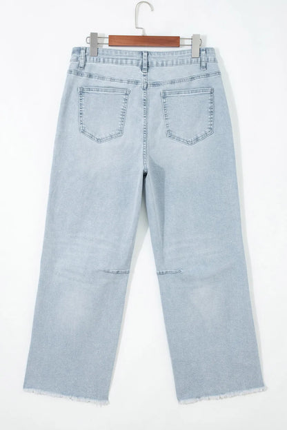 ~PREORDER~ Beau Blue Sequin Football Pattern Raw Hem Casual Jeans ~PREORDER~