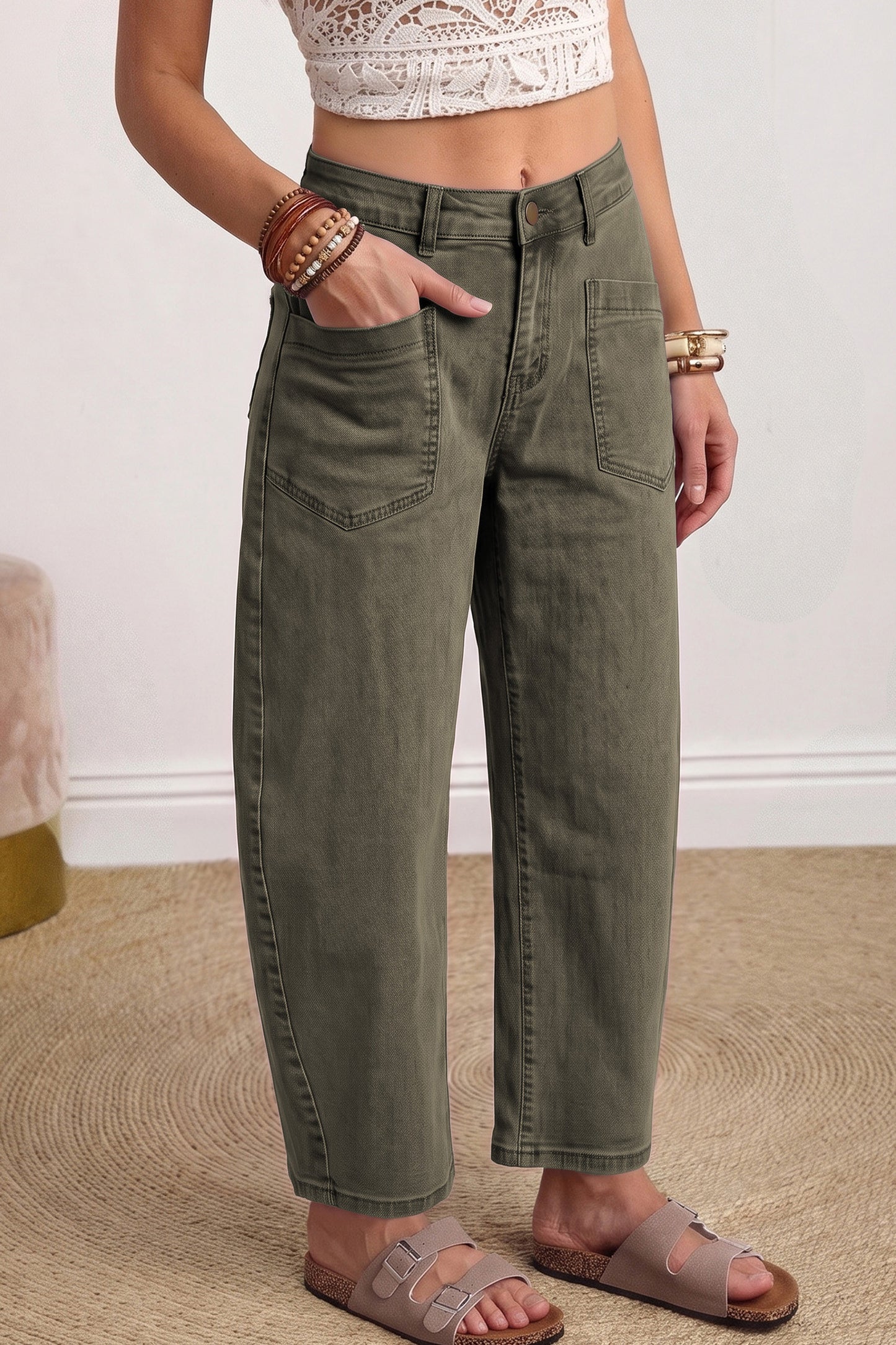 ~PREORDER~ Barrel Jeans | Square Patch Pocket Ankle-Length Denim Pants ~PREORDER~