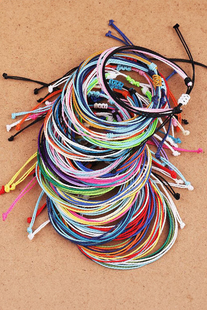 Multi-Color Wax Rope Woven Bracelet | Adjustable Friendship Bracelet