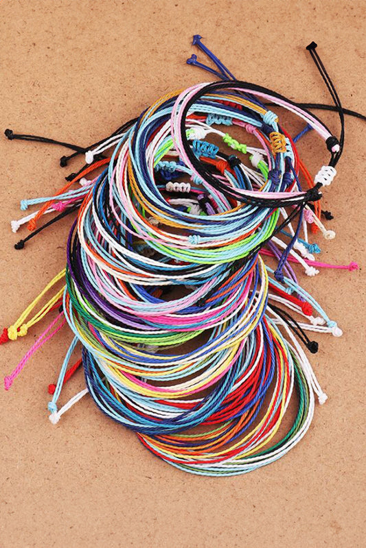 Multi-Color Wax Rope Woven Bracelet | Adjustable Friendship Bracelet