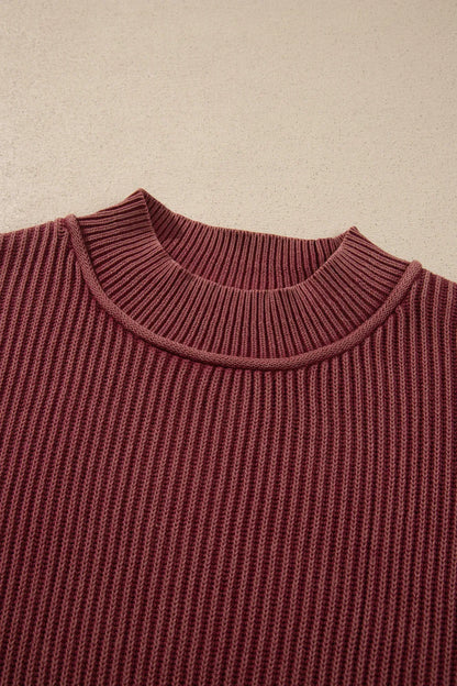 ~PREORDER~ Berry Washed Ribbed High Neck Sweater ~PREORDER~