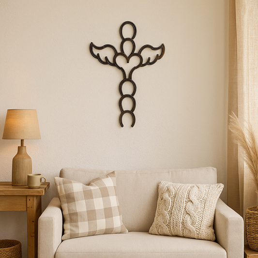 Horseshoe Angel Wings & Heart Wall Art – Welded & Powder Coated