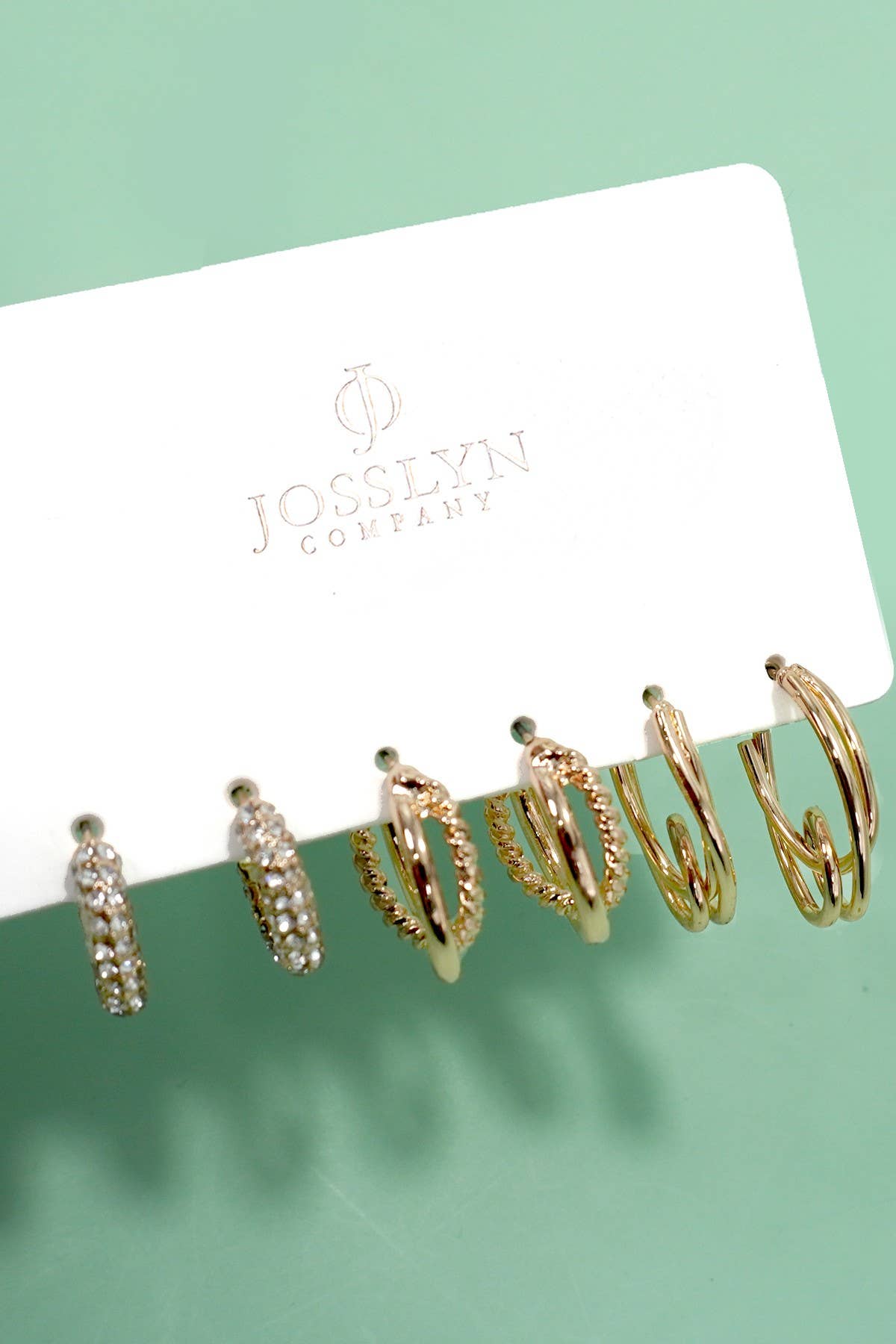 Rhinestone Glow Huggie Hoop Trio | Hypoallergenic Titanium Post Earrings