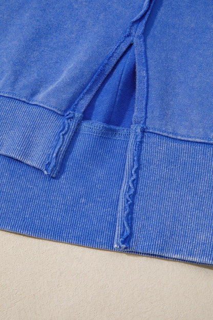 ~PREORDER~ Washed Blue Side Slit Oversized Tunic Sweatshirt ~PREORDER~