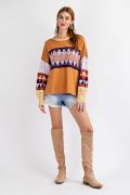 Easel PATTERNED DETAILING LOOSE FIT PULLOVER