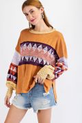 Easel PATTERNED DETAILING LOOSE FIT PULLOVER