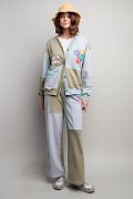Easel COLOR BLOCK TERRY CARDIGAN