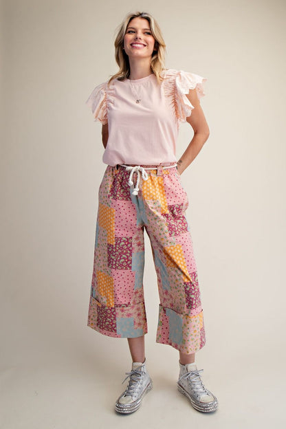 Soft Spoken Eyelet Wing Sleeve Top by Easel