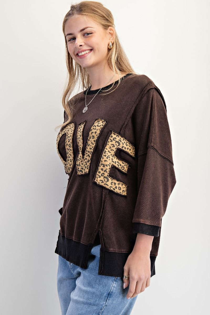Love Patch Washed Terry Pullover – Relaxed Fit Boutique Sweatshirt