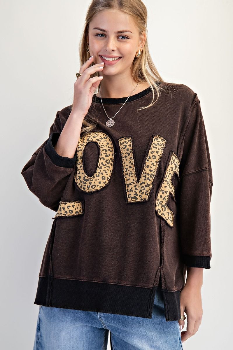 Love Patch Washed Terry Pullover – Relaxed Fit Boutique Sweatshirt