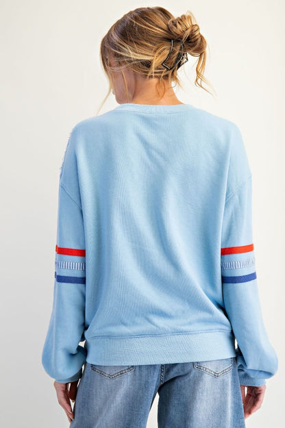 USA Patch Front Soft Washed Pullover – Easel Cozy Oversized Sweatshirt