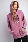 Easel WASHED TERRY TIGER PRINTED PULLOVER HOODIE