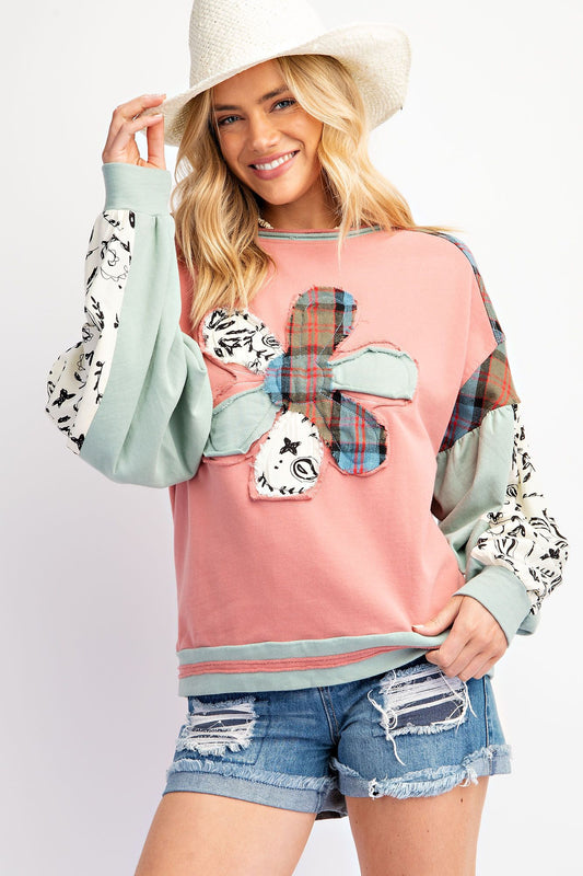 FLOWER PATCH MIX & MATCH SOFT WASHED CREW NECK TOP by EASEL