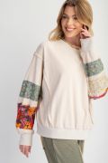 Easel PLUS SIZE-PRINT MIX TERRY KNIT PULLOVER