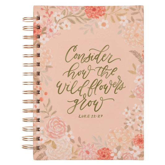 Consider the Wildflowers Peach Floral Spiral Journal | Christian Prayer Journal