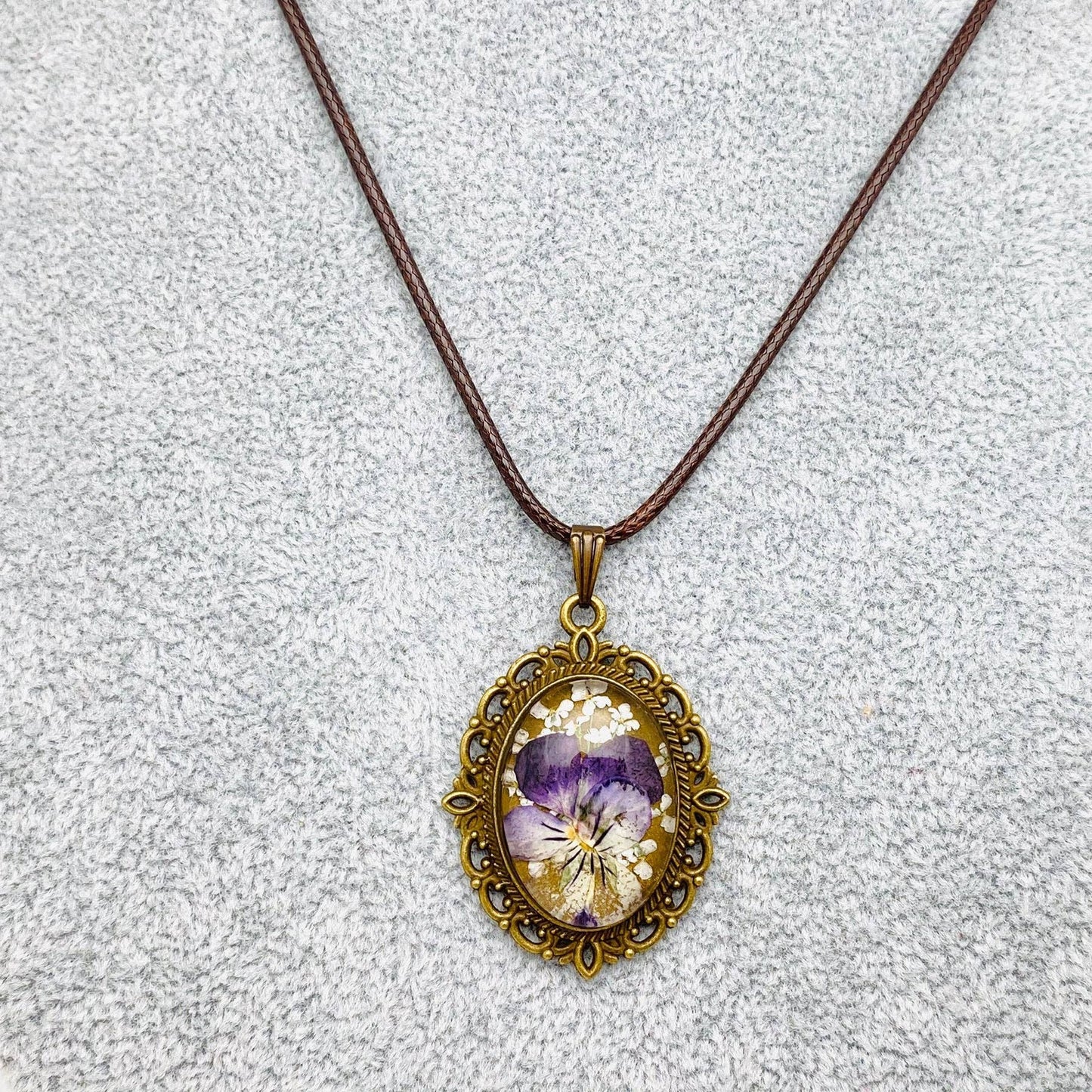 Palace Style Dried Flowers Floral Vintage Charm Necklace-PDF