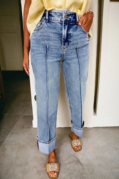 ~PREORDER~ Myosotis High-Waist Center Seam Cuffed Straight Jeans