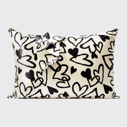 Standard Satin Pillowcase – Heart Print ❤️ Silky Sweet Dreams by Kitsch