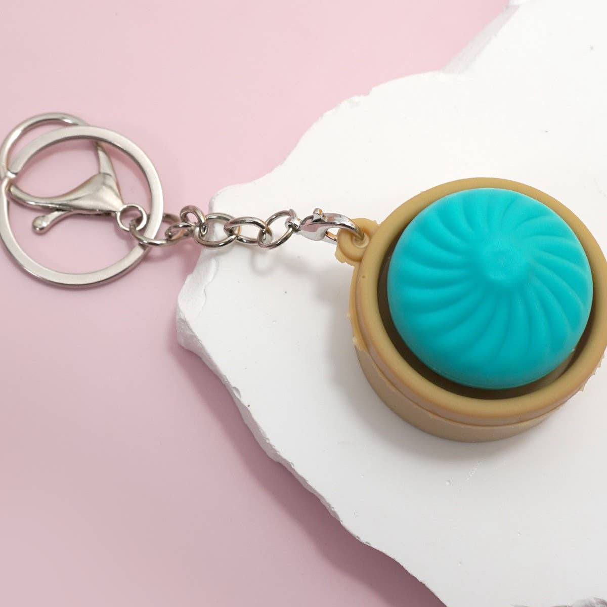 Dim Sum Squish Keychain | Mini Bamboo Steamer Sensory Fidget Toy