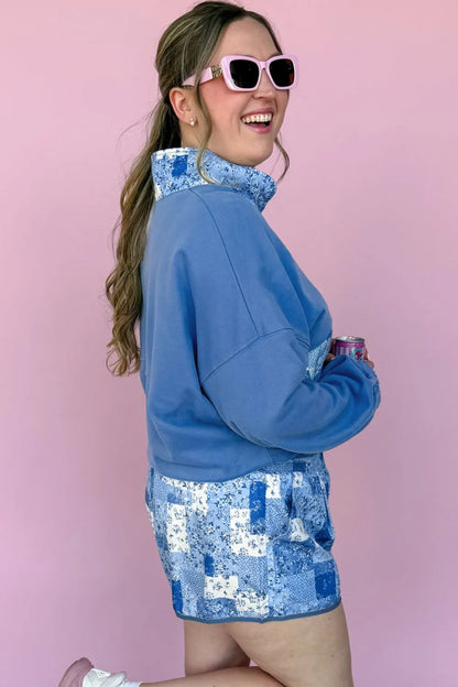 ~PREORDER~ Blue Belle Floral Patchwork Pullover & Shorts Set ~PREORDER~