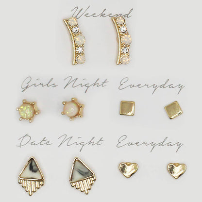 5 Pairs Multipack Stud Earrings Set with Gift Box