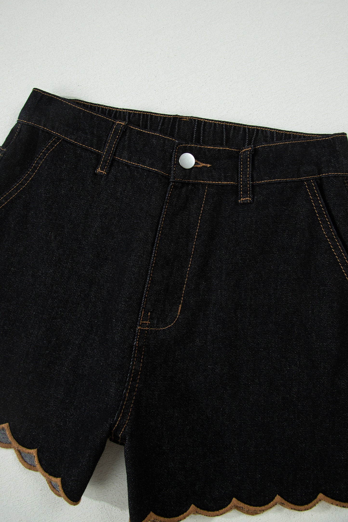 ~PREORDER ~ Scalloped Trim Casual Denim Shorts ~PREORDER ~