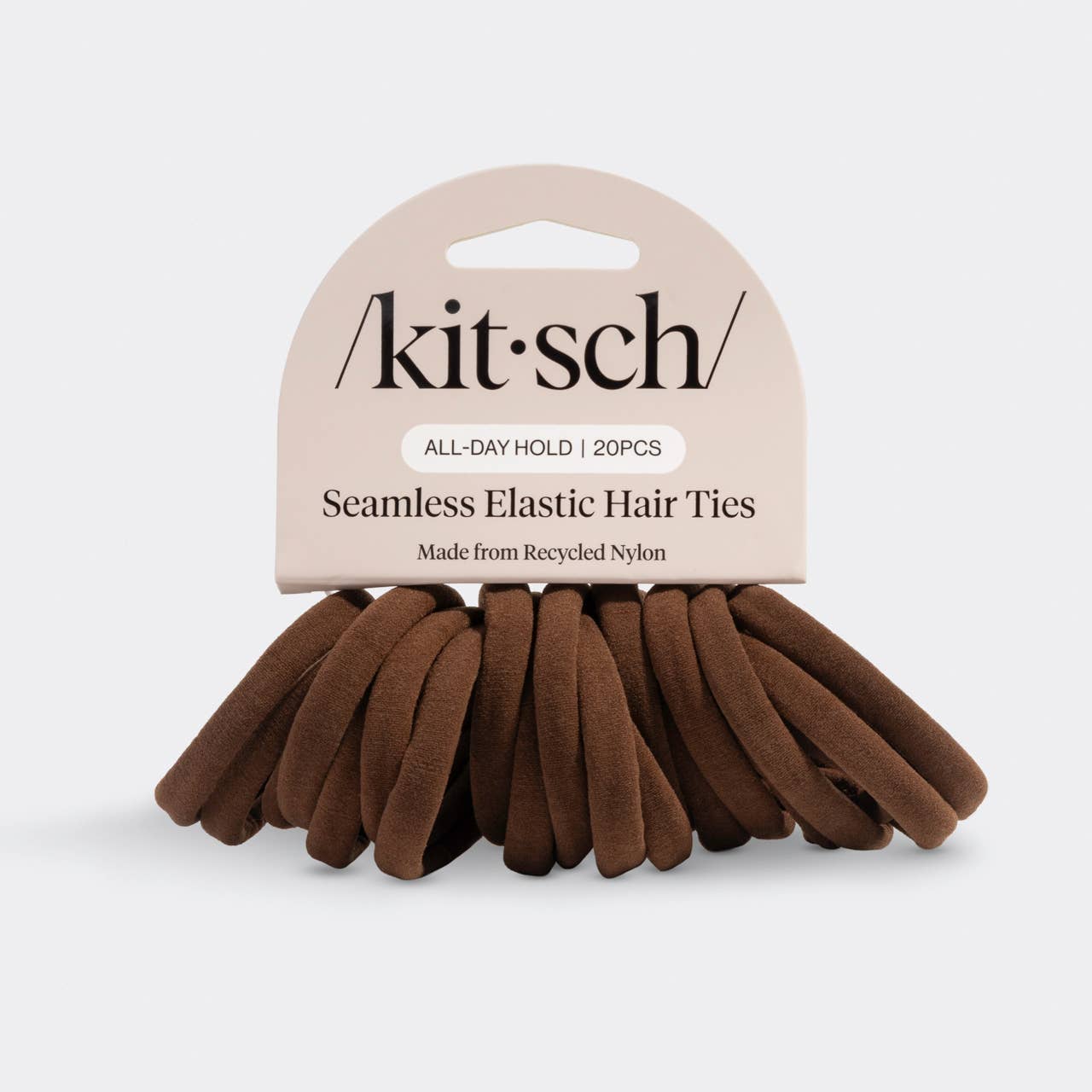 Recycled Fabric Seamless Hair Elastics 20pc Set - Chocolate by Kitsch