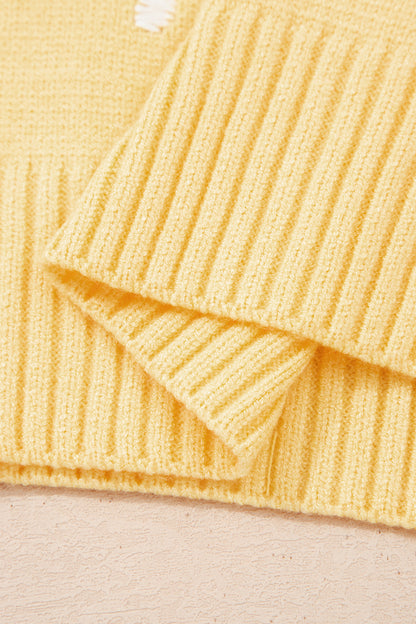 Sunshine Dot Short Sleeve Sweater | Yellow Polka Dot Knit Top