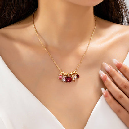 Gem Garden Necklace | Gold Multi-Color Crystal Charm Pendant Necklace