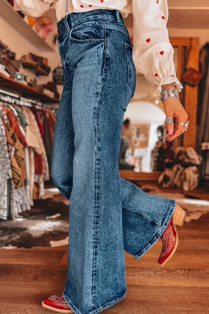 ~PREORDER~ Acid Wash Pocket Detail Flare Jeans ~PREORDER~