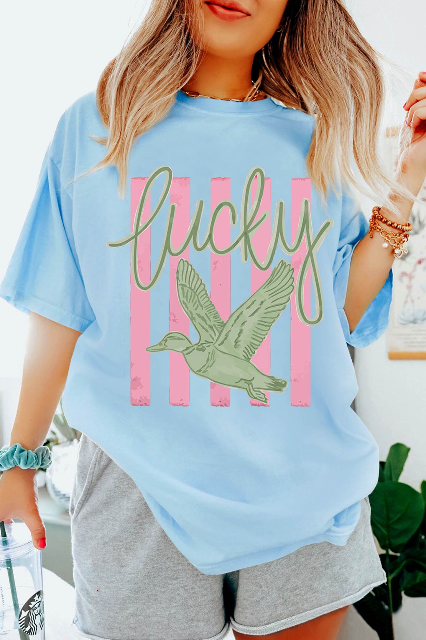 ~PREORDER ~ Lucky Duck Tee on Light Blue ~PREORDER ~