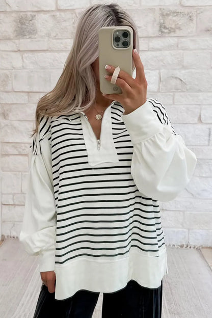 ~PREORDER~ Black & White Half-Zip Stripe Pullover ~PREORDER~