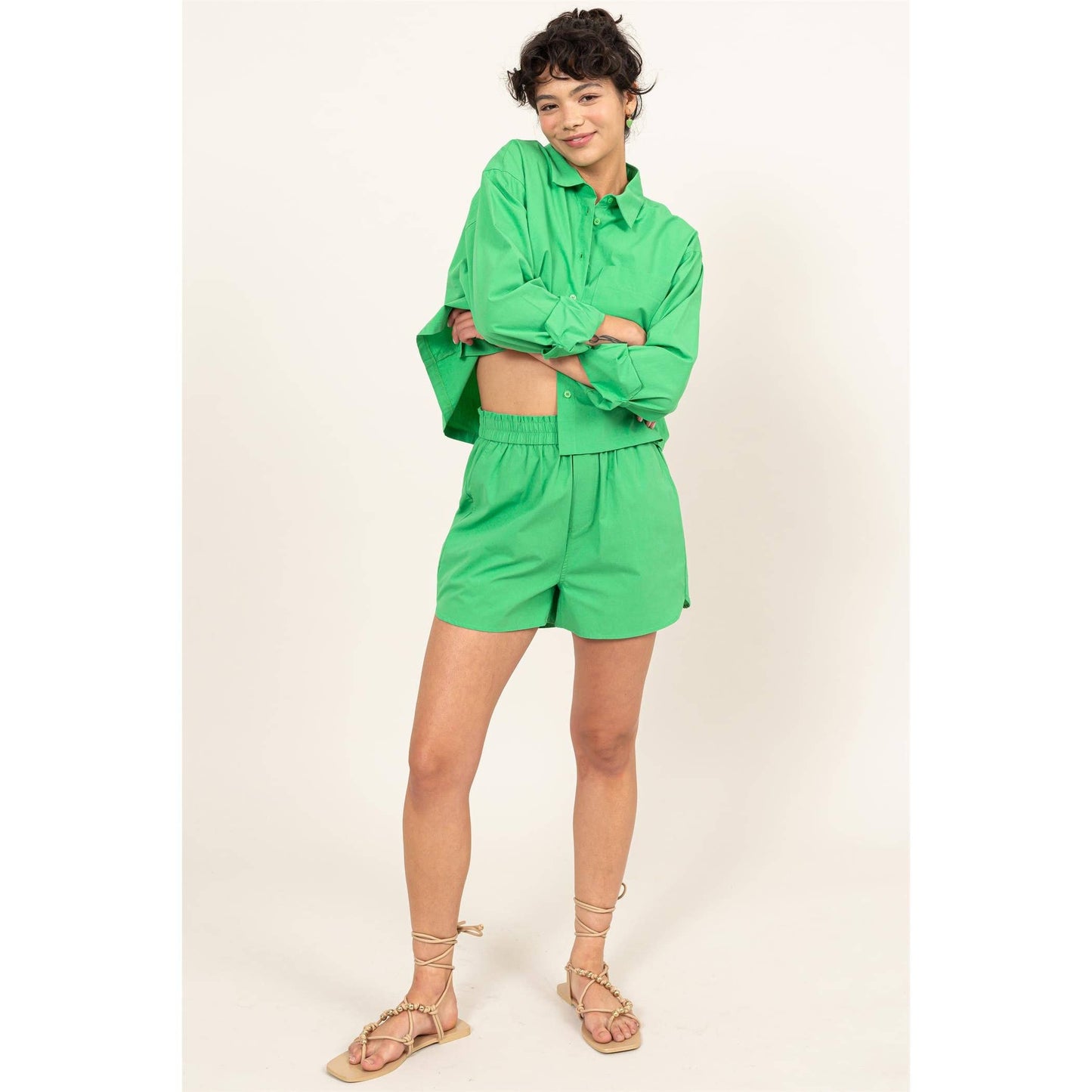Easy Days Poplin High Waist Shorts by Double Zero