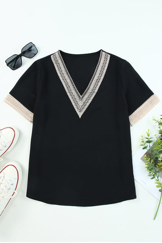 ~PREORDER ~ Lace Trim V Neck Blouse ~PREORDER ~