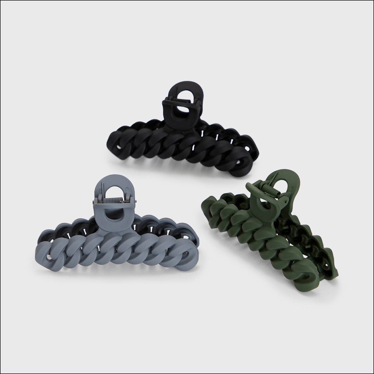 Eco-Friendly Chain Claw Clip 3‑Pack – Chic Hair Clips in Black & Moss 🌿✨ by Kitsch
