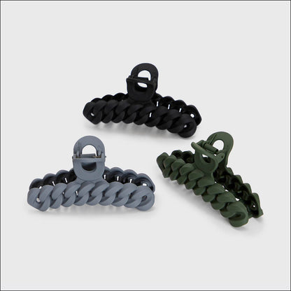 Eco-Friendly Chain Claw Clip 3‑Pack – Chic Hair Clips in Black & Moss 🌿✨ by Kitsch