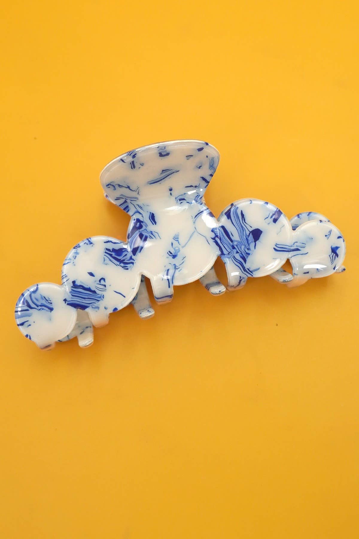 Vintage Toile Porcelain Hair Claw Clip | Blue & White Half Moon Claw Clip