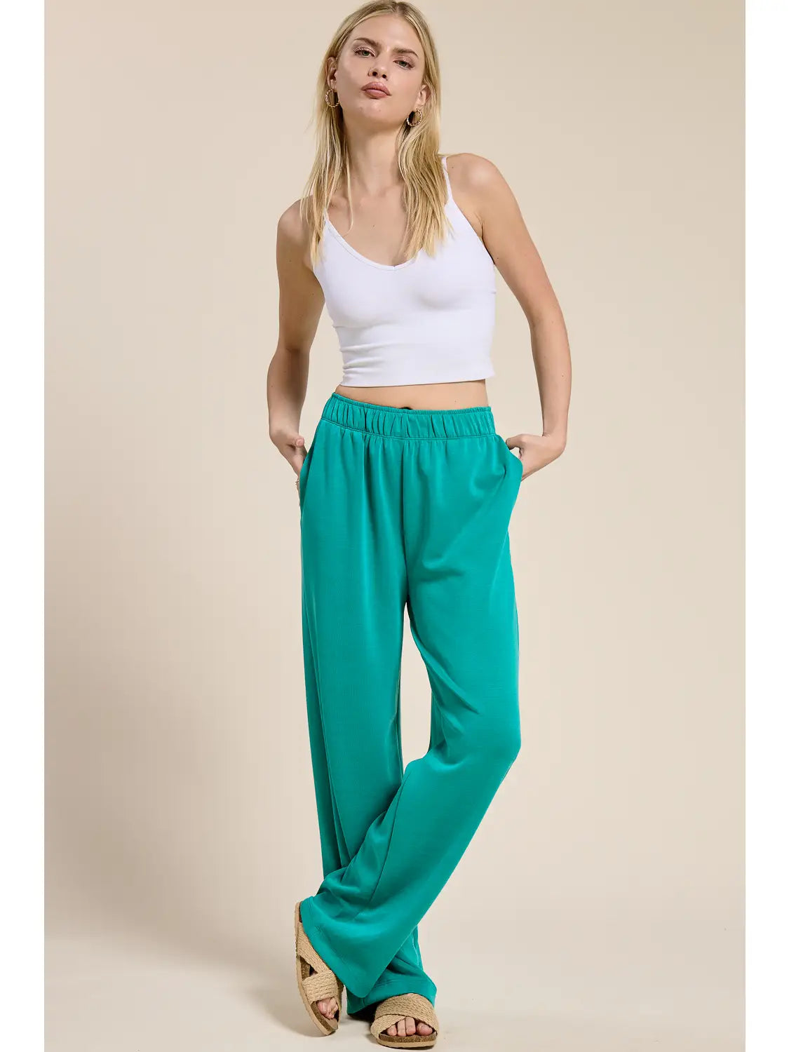 The Margo Scuba Wide Leg Pants – Pull-On Scuba Knit Boutique Lounge Trousers