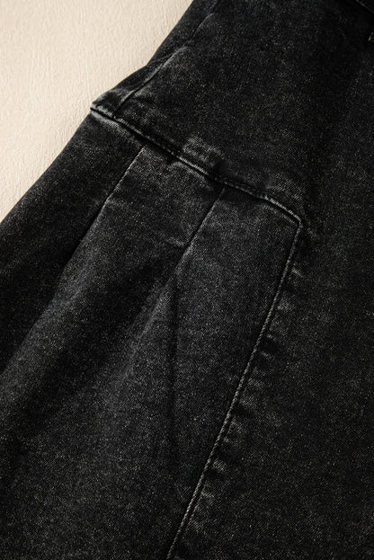 ~PREORDER ~ Pleated Wide Leg Mineral Wash Denim Pants ~PREORDER ~