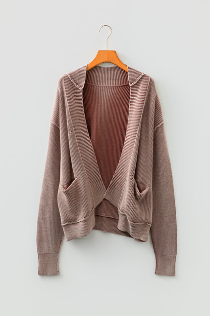~PREORDER ~ Mineral Wash Exposed Seam Patchwork Knit Open Sweater Cardigan ~PREORDER ~