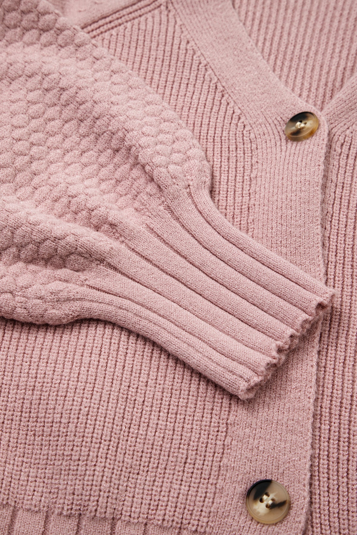 Pretty in Pink Cardigan | Light Pink Mixed Texture Button Sweater