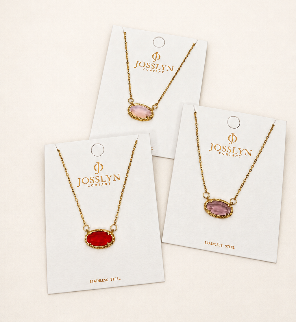 Emerald Glow Bezel Necklace | Gold Oval Gemstone Pendant Necklace
