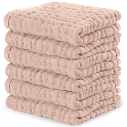 Muslin Baby Washcloths, Soft 10"x10" Cotton by Comfy Cubs