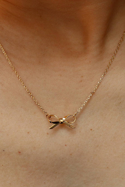 Golden Grace Bow Necklace | 18K Gold Stainless Steel Tarnish-Free Pendant Necklace