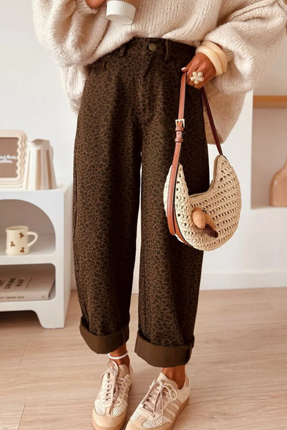 ~PREORDER~ Wild Side Brown Leopard Barrel Jeans ~PREORDER~