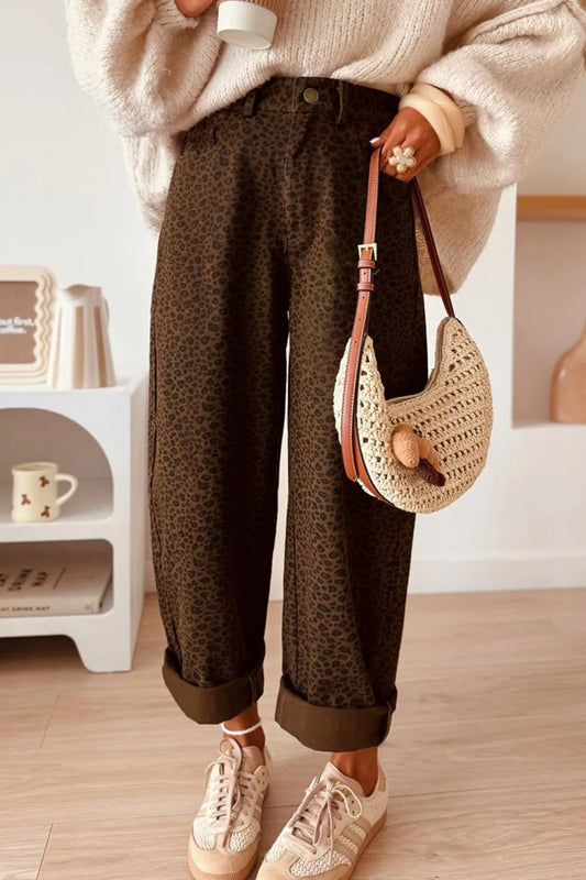 ~PREORDER~ Wild Side Brown Leopard Barrel Jeans ~PREORDER~